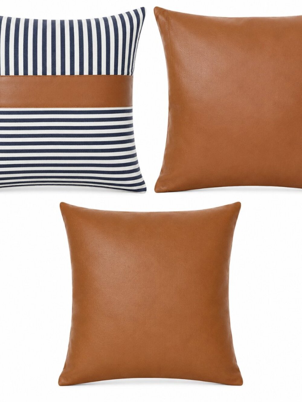 Homfiner Brown Faux Leather Pillow Cover – Modern Decorative Throw Pillow